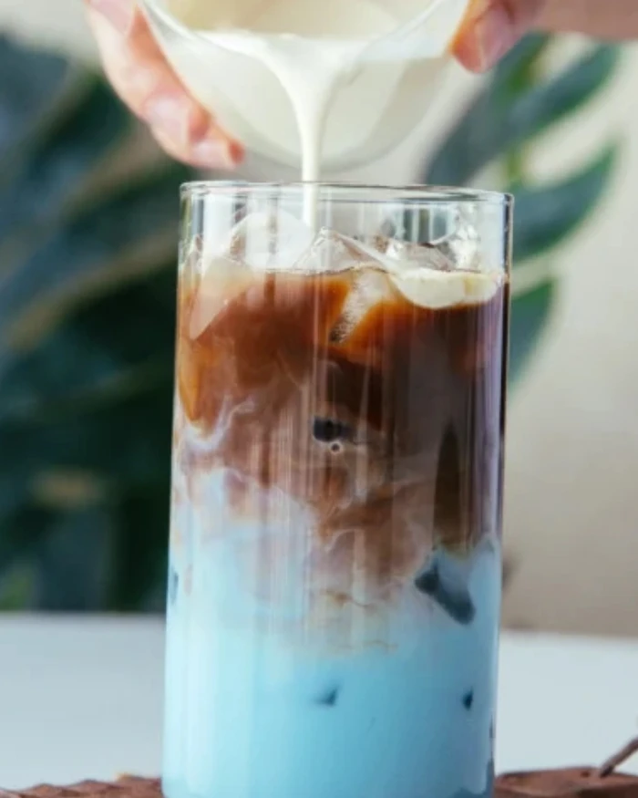 Iced or hot blueberry latte