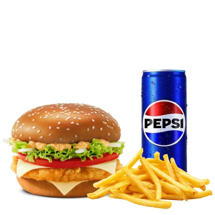 Menú De Hamburguesa De Pollo Con Queso